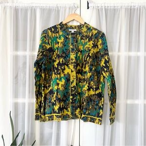 Issac Mizrahi Live! Jacquard Abstract Pattern Cozy Zip Up Cardigan Sz Large